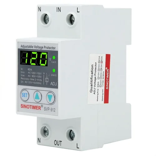 Miniatura 11 de Interruptor inteligente, protector de corte de bajo voltaje ajustable de 120 V CA, protector de voltaje sobre y debajo del voltaje, estabilizador