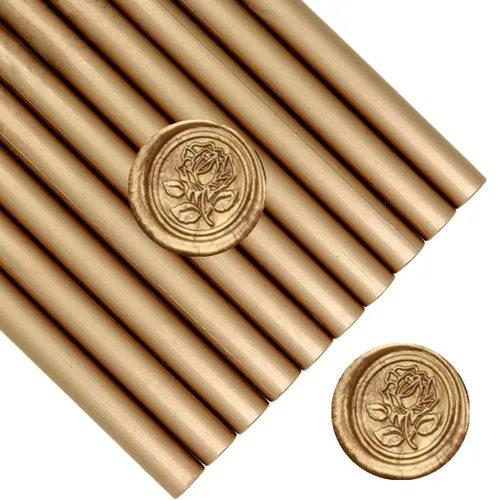 Varillas de sellado de cera de bronce, 10 varillas de sellado de cera para pistola de pegamento para sello de cera, palos de sellado de cera para
