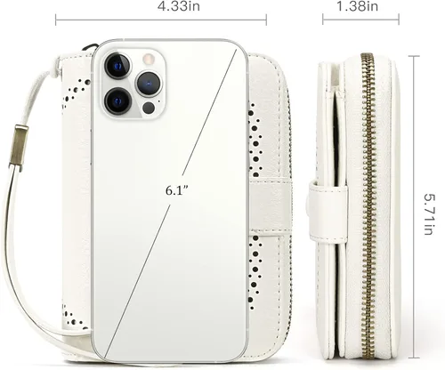 Miniatura 4 de GAEKEAO Leather Credit Card Holder Wallet for Women RFID Blocking Large Capacity Bifold Zipper Card Case Organizer with Wristlet 32 Slots