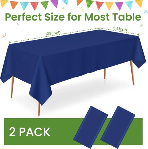 Miniatura 173 de Paquete de 6 manteles de plástico desechables azules y blancos a cuadros, manteles de plástico azules para fiestas, 54 x 108 pulgadas impermeables