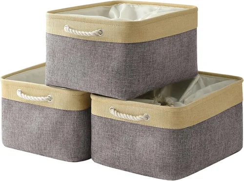 Miniatura 20 de TheWarmHome Contenedores de almacenamiento para estantes, tamaño mediano, 3 unidades, 13.8 pulgadas de largo x 9.8 pulgadas de ancho x 6.7 pulgadas
