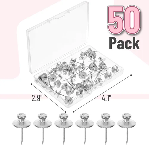 Miniatura 2 de Mr. Pen Clavos de doble cabeza para cuadros - Paquete de 50, plateados, Tachuelas para colgar en la pared