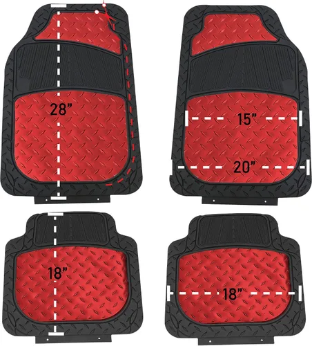 Miniatura 5 de FH Group Alfombras de piso para autos - Alfombras de goma metálica resistentes para autos, juego completo de ajuste universal, alfombras de piso a