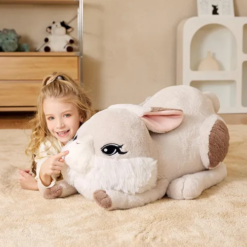 Miniatura 4 de EARTHSOUND Juguete de peluche con diseño de conejo gigante, conejo de 23 pulgadas de tamaño grande, juguetes suaves de tamaño jumbo, lindo y enorme