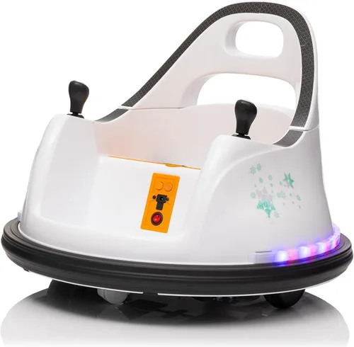 FINITO Coche de parachoques eléctrico de 12 V para niños pequeños con control remoto, giro de 360 grados, luces LED, música, cinturón de seguridad