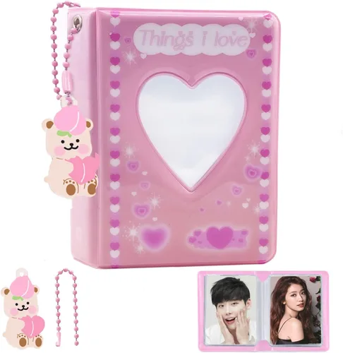 Miniatura 8 de Carpeta de tarjetas fotográficas de 3 pulgadas, 40 bolsillos Kpop para tarjetas fotográficas, mini álbum de fotos portátil, bonita carpeta Kpop
