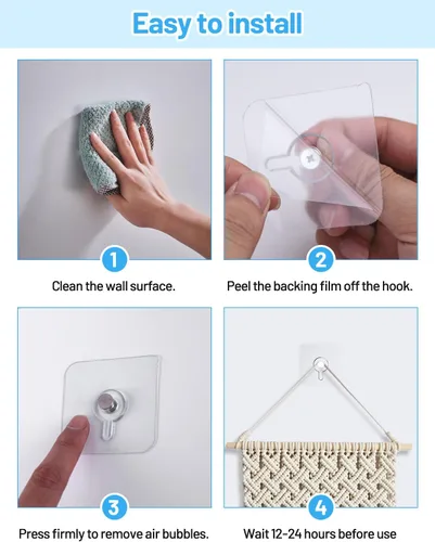Miniatura 6 de 12 ganchos para colgar fotos sin clavos, carga de 20 libras, ganchos para colgar fotos, ganchos adhesivos impermeables para baño, cocina, ganchos