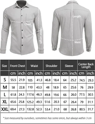 Miniatura 6 de COOFANDY Camisa de pana para hombre, estilo chaqueta ligera, de manga larga, con botones