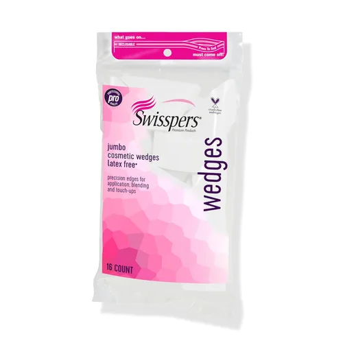 Swisspers Cuñas cosméticas profesionales de primera calidad, sin látex, tamaño jumbo, bolsa de 16 unidades