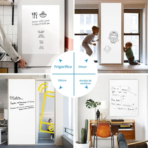 Miniatura 7 de Adhesivo de Pizarra Blanca Magnética 47"x16.5" Papel de Pizarra Magnética de Borrado en Seco para Adhesivo de Pared Refrigerador Hoja de Pizarra