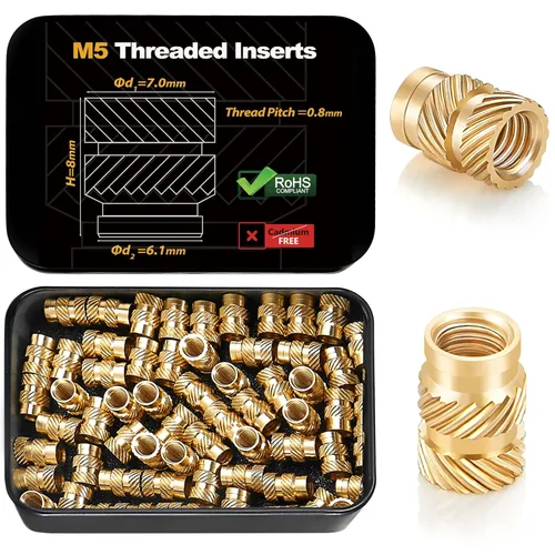 Miniatura 22 de 300 piezas de inserciones roscadas M2 M2.5 para plástico con puntas de ajuste térmico, kit de inserciones de ajuste térmico M2 y M2.5, inserciones