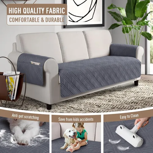 Miniatura 4 de TAOCOCO - Fundas de sofá impermeables para mascotas, perros con respaldo antideslizante, fundas para asientos de sofá con bolsillo lateral para sofá
