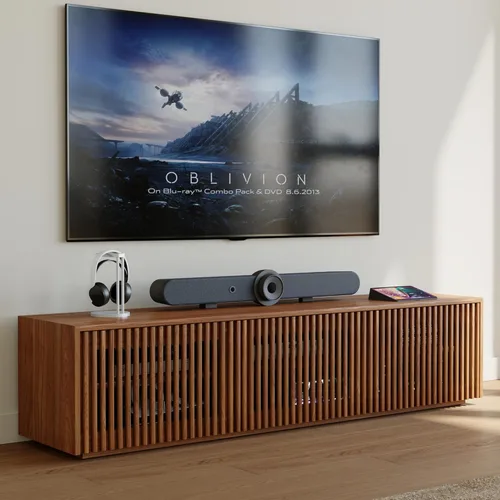 Miniatura 9 de POVISON Soporte de TV Moderno de Mediados de Siglo Completamente Ensamblado, Consola Multimedia de Listones de Madera de 59.06" para TV de 55