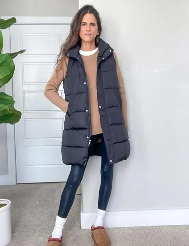 Miniatura 7 de Fiona Jolin Chaleco largo acolchado con capucha para mujer, abrigos de invierno acolchados sin mangas, chaquetas hinchadas
