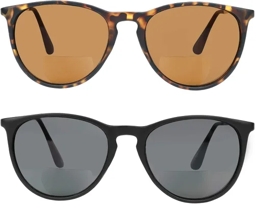 Miniatura 2 de Yogo Vision Gafas de sol bifocales para hombres y mujeres, paquete de 2 lentes de lectura con protección UV400, unisex, color negro/marrón, Havana 1