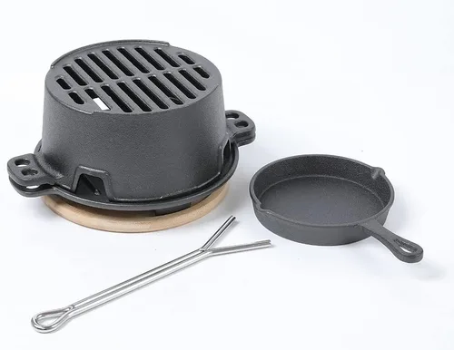 Miniatura 5 de HAWOK Placa Yakiniku de Hierro Fundido con Tapa de Cristal mini estufa juego de 2