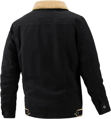 Miniatura 2 de EKLENTSON Chaqueta de invierno para hombre, gruesa y térmica, de algodón, con forro polar, abrigo de camionero con solapa, para trabajo, para hombre