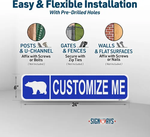 Miniatura 3 de Street Signs - Letreros personalizados con diseño de oso Diseña tu letrero de calle personalizado con color, símbolo de animal, fuente, palabras