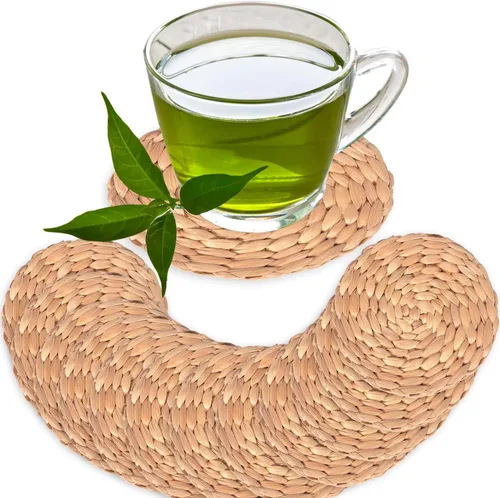Miniatura 8 de Posavasos absorbentes de jacinto de agua para bebidas, posavasos tejidos para mesa de café, posavasos de tazas, decoración de artículos