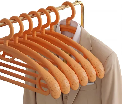 Miniatura 17 de Percha de plástico para ropa, extra gruesa de plástico con hombro ancho para adultos, rotación de 360 grados, antideslizante, percha estándar