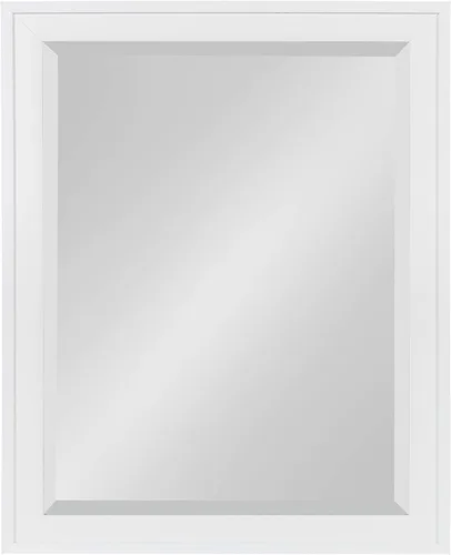 DesignOvation Bosc - Espejo de pared rectangular decorativo enmarcado, 22 x 28 pulgadas, blanco, espejo de tocador rectangular de transición para