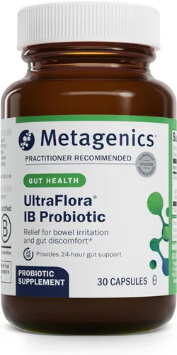 Metagenics UltraFlora IB Probiotic - 60 bilis UFC - Alivio para la angustia intestinal ocasional* - Apoya la salud digestiva, la hinchazón y el