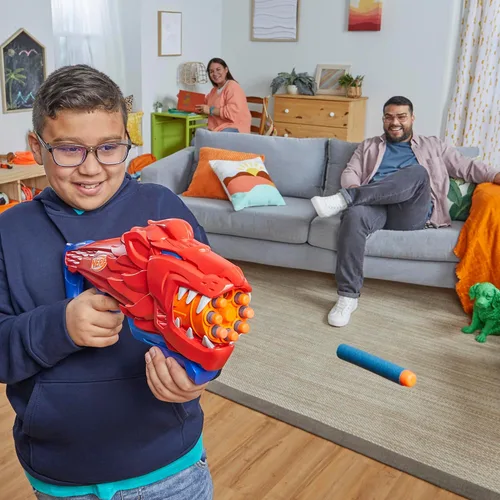 Miniatura 6 de NERF Wild Lionfury, lanzador de dardos fácil de jugar, 16 dardos Nerf Elite, juguetes de león Nerf Blaster para niños y niñas de 6 años en adelante