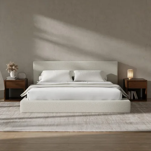 Miniatura 22 de RECCI Cloud - Base de cama Queen tapizada con cabecero, plataforma acolchada de espuma de 5 pulgadas, sin somier, fácil montaje (crema)