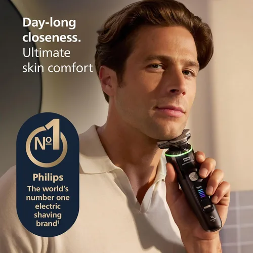 Miniatura 3 de Philips Norelco Shaver i9000 Prestige Ultra, afeitadora eléctrica en seco y húmedo, tinta negra, tecnología SenseIQ Pro, sistema de triple elevación