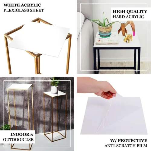 Miniatura 4 de Efavormart - Paquete de 4 hojas de plexiglás blanco de varios tamaños, hojas acrílicas para bricolaje con película protectora, 0.118 pulgadas