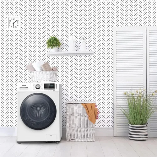 Miniatura 7 de Erfoni Papel tapiz de despegar y pegar en blanco y negro, papel de contacto geométrico moderno, papel de contacto negro, extraíble, a rayas