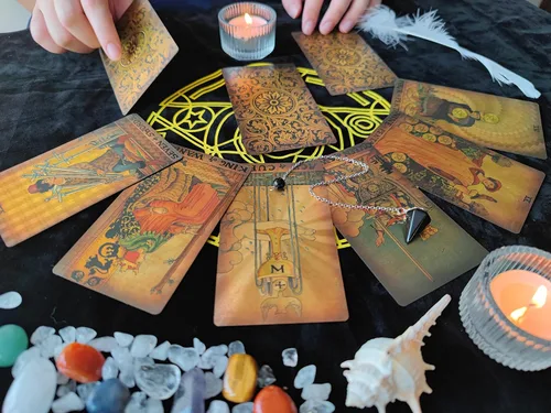 Miniatura 6 de Juego de cartas de tarot para principiantes con libro guía, significados sobre ellos, PVC impermeable, incluye soporte para tarjetas, tapete