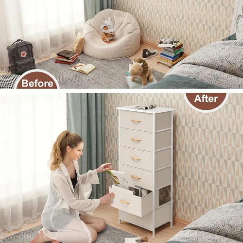 Miniatura 6 de Crestlive Products Cajonera alta para armario, torre de almacenamiento vertical - Estructura de acero resistente, parte superior de madera, cajones