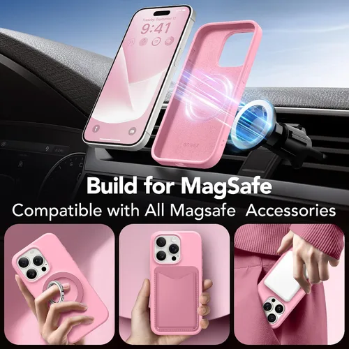 Miniatura 598 de GONEZ Funda de silicona para iPhone 15 Pro Max, compatible con Magsafe, protector de cámara + protector de pantalla, forro de microfibra suave