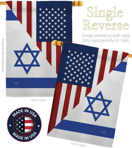 Miniatura 3 de Bandera estadounidense israelí Bandera de Israel juego de soportes de madera para banderas de pared, postes para exteriores de la casa, patio