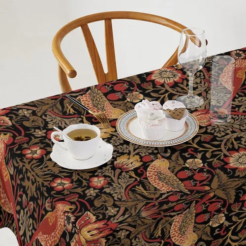 Miniatura 238 de Mantel Floral Retro de Pájaros, Diseño Original Bohemio William Morris Estampado Cubierta de Mesa para Hogar Picnic Fiesta Comedor Cocina William