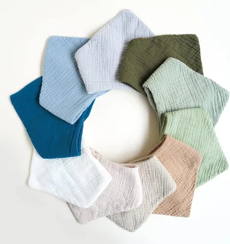 Miniatura 8 de Konssy Baberos de muselina para bebé, paquete de 10 baberos bandana para bebé, 100% algodón, unisex para niños y niñas Verde (Green Forest)