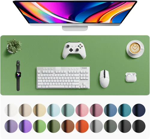 Miniatura 26 de Aothia - Protector de escritorio de cuero sintético, base para mouse, superficie antideslizante e impermeable para escribir y para laptop