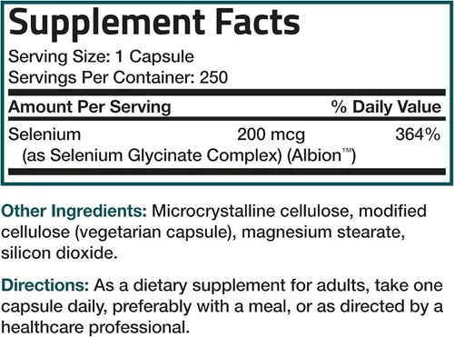 Miniatura 8 de Bronson Selenio 200 mcg – Complejo de aminoácidos quelado libre de levadura - Mineral traza esencial con absorción superior, 250 cápsulas