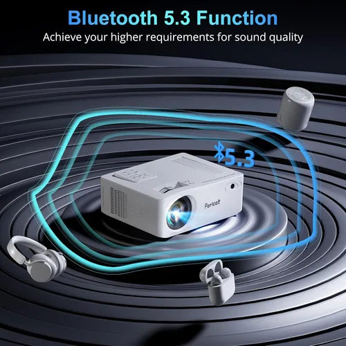 Miniatura 5 de Proyector Bluetooth WiFi 5G, proyector de cine al aire libre nativo 1080P con pantalla de 200 pulgadas, proyector de video de cine en casa 380ANSI