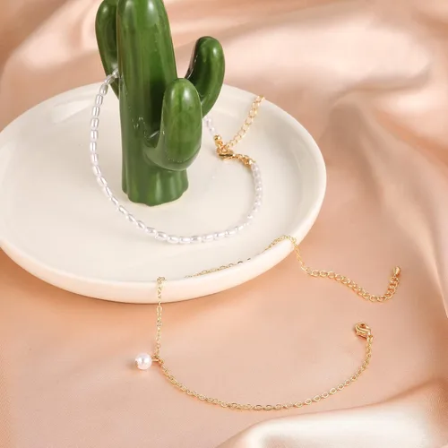 Miniatura 3 de MJartoria Tobilleras en capas para mujer, cadena de diamantes de imitación plateada, cadena de tobillo delicada, simple, multicapa, cadena de pie