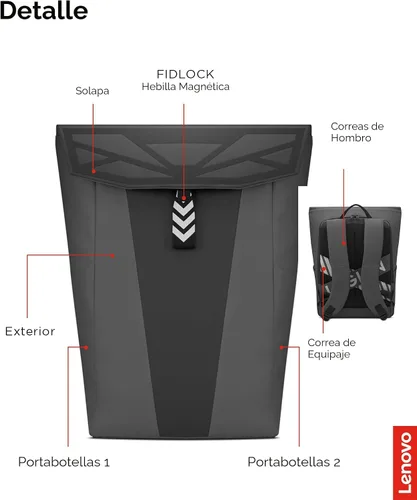 Miniatura 9 de Lenovo Legion - Mochila para juegos GB400 para computadoras de hasta 16 pulgadas, bolsa ligera repelente al agua con múltiples bolsillos