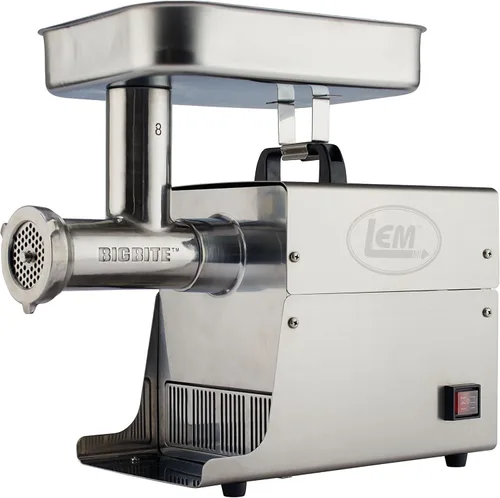 Miniatura 2 de LEM Productos 17791 Big Bite #8 Molinillo de carne eléctrico de acero inoxidable .5HP y sistema de envasado de carne molida 200