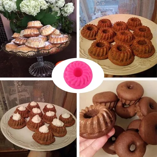 Miniatura 5 de 12 tazas pequeñas de calabaza para tartas, moldes de silicona para hornear mini moldes antiadherentes para donas magdalenas, magdalenas, tubo