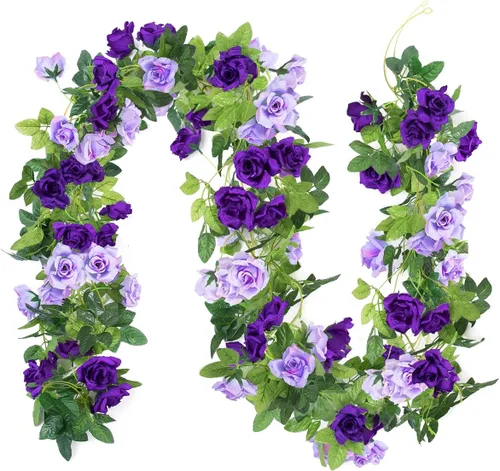 Miniatura 8 de Kisflower 3 guirnaldas de flores artificiales de 23.7 pies, enredaderas falsas de seda para decoración de arco de boda, habitación, fiesta, hogar