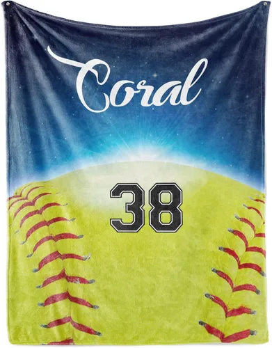 Miniatura 11 de Manta de sóftbol personalizada con nombre y número, manta de sóftbol personalizada de franela súper suave, regalo de sóftbol para niños, niñas