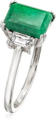 Miniatura 3 de Ross-Simons Anillo esmeralda de 2.00 quilates con topacio blanco de 30 qt t t en plata de ley