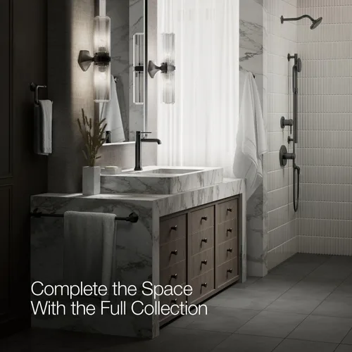 Miniatura 8 de KOHLER 27003-4K-BL - Grifo de baño alto de un solo mango con montaje de drenaje emergente, grifo de lavabo de baño de un agujero, 1.0 gpm, negro