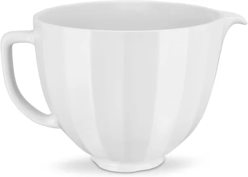 KitchenAid Cuenco de cerámica de 5 cuartos para todos los mezcladores de soporte de cabeza inclinable de 4.5-5 cuartos KSM2CB5PWS, carcasa blanca