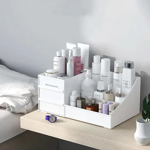 Miniatura 4 de Organizadores de maquillaje y cuidado de la piel azules y almacenamiento para tocador, encimera, tocador de baño, cajones, estantes, pinceles